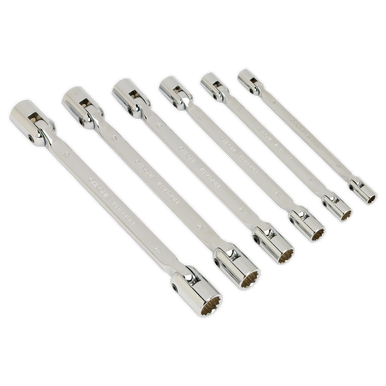Sealey - Double Flexi-Head Socket Spanner Set 6pc Fully Polished Metric