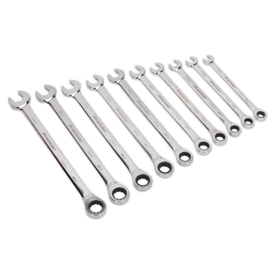 Sealey - Combination Ratchet Spanner Set 10pc Extra-Long Metric AK63914