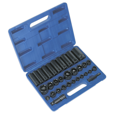 Sealey - Impact Socket Set 32pc Standard/Deep 3/8inch and 1/2inchSq Drive Metric/Imperial
