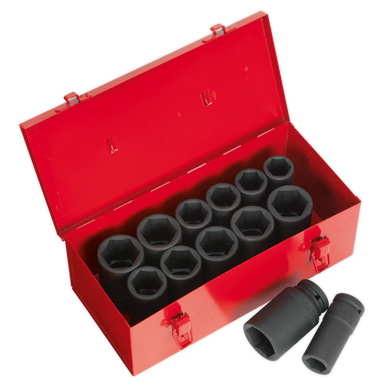 Sealey - Impact Socket Set 13pc Deep 3/4inchSq Drive Metric/Imperial