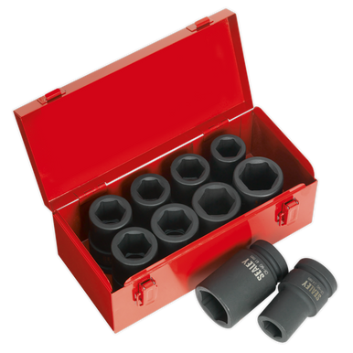 Sealey - Impact Socket Set 10pc Deep 1inchSq Drive Metric/Imperial