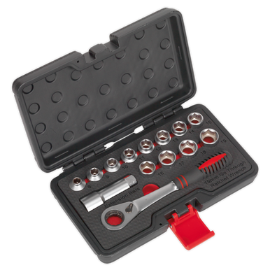 Sealey - Socket Set 14pc Go-Through Low Profile WallDrive Metric