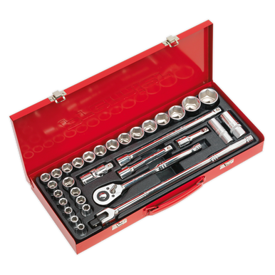 Sealey - Socket Set 32pc 1/2inchSq Drive 6pt WallDrive Metric/Imperial