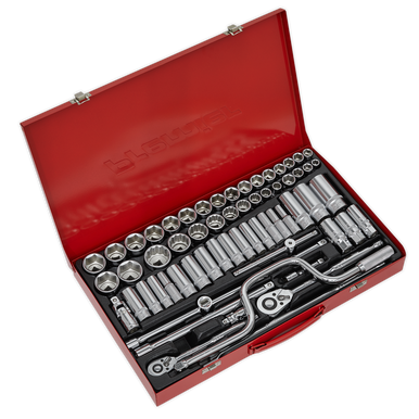 Sealey - Socket Set 64pc 3/8inch and 1/2inchSq Drive 6pt WallDrive Metric/Imperial