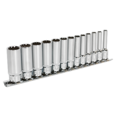 Sealey - Socket Set 13pc Deep 1/4inchSq Drive Total Drive