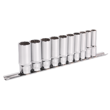 Sealey - Socket Set 10pc Deep 3/8inchSq Drive Total Drive