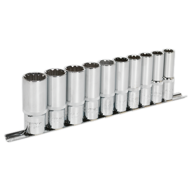Sealey - Socket Set 10pc Deep 1/2inchSq Drive Total Drive