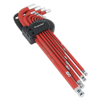 Sealey - Ball-End Hex Key Set 11pc Anti-Slip Extra-Long Metric