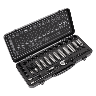 Sealey - Socket Set 34pc 3/8inchSq Drive WallDrive Metric Black Series