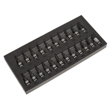 Sealey - TRX-Star/Hex/Spline Socket Bit Set 22pc 3/8inchSq Drive Black Series