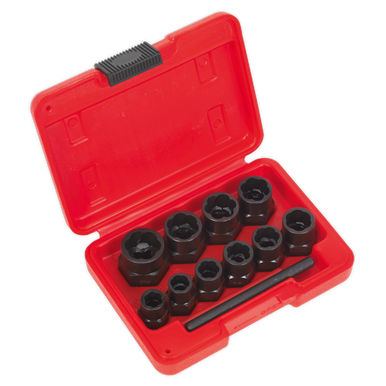 Sealey - Bolt Extractor Set 11pc 3/8inchSq Drive or Spanner