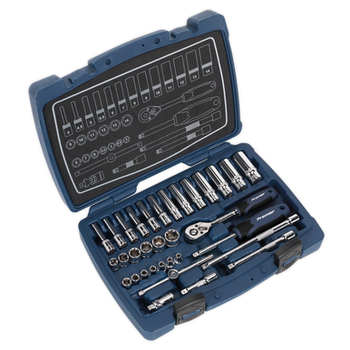 Sealey - Socket Set 33pc 1/4inchSq Drive 6pt WallDrive Metric