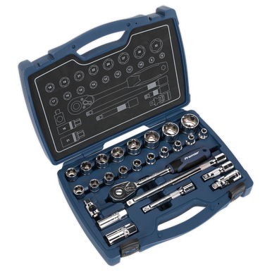 Sealey - Socket Set 26pc 1/2inchSq Drive 6pt WallDrive Metric AK8992