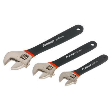 Sealey - Adjustable Wrench Set 3pc Ni-Fe Finish