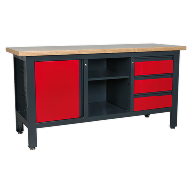 Sealey - Workstation with 3 Drawers 1 Cupboard and Open Storage