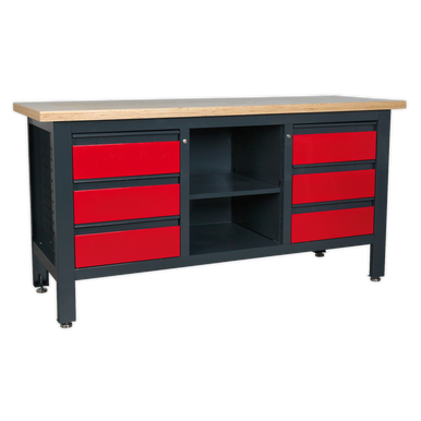 Sealey - Workstation with 6 Drawers and Open Storage