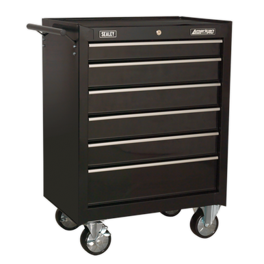 Sealey - Rollcab 6 Drawer with Ball Bearing Slides Black