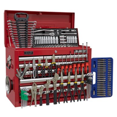 Sealey - Topchest 10 Drawer with Ball Bearing Slides Red and 139pc Tool Kit