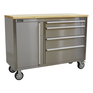 Sealey - Mobile Stainless Steel Tool Cabinet 4 Drawer