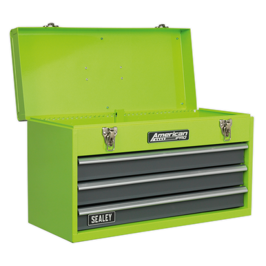 Sealey - Tool Chest 3 Drawer Portable with Ball Bearing Slides Hi-Vis Green/Grey