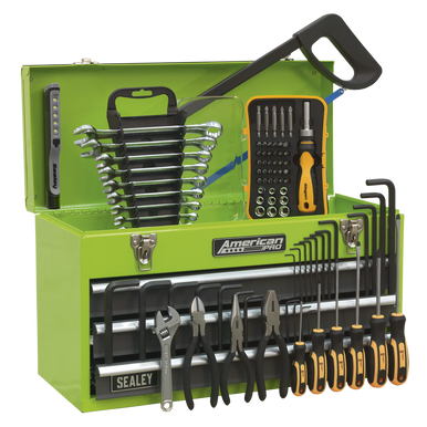 Sealey - Portable Tool Chest 3 Drawer with Ball Bearing Slides Hi-Vis and 93pc Tool Kit