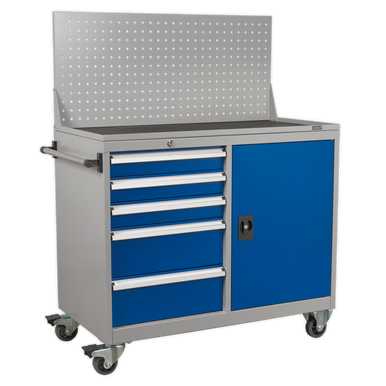 Sealey - Industrial Mobile Workstation 5 Drawer and 1 Shelf Locker