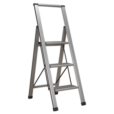 Sealey - Aluminium Professional Folding Step Ladder 3-Step 150kg Capacity