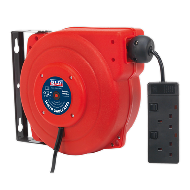 Sealey - Cable Reel System Retractable 15m 2 x 230V Socket