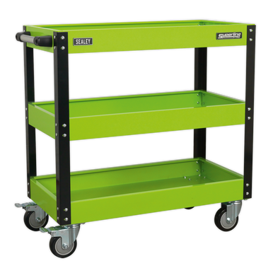 Sealey - Workshop Trolley 3-Level Heavy-Duty Hi-Vis Green