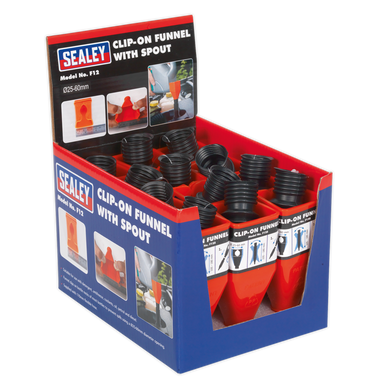 Sealey - Clip-On Funnel with Spout Display Box of 12