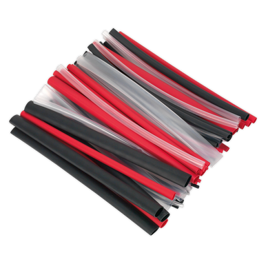 Sealey - Heat Shrink Tubing Assortment 72pc Mixed Colours Adhesive Lined 200mm