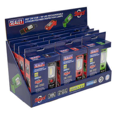 Sealey - LED3601 Series Inspection Lamp Combination Display Pack of 12