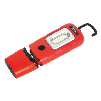 Sealey - Rechargeable 360Deg Inspection Lamp 3W COB plus 1W LED Red Lithium-Polymer