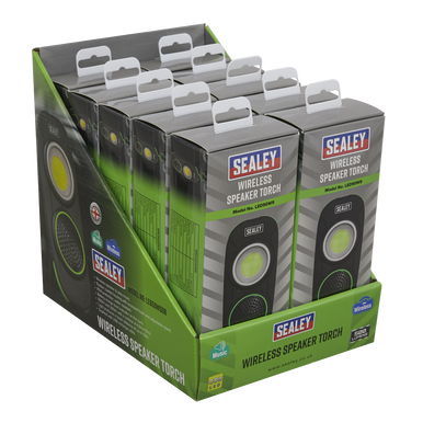 Sealey - Rechargeable Torch with Wireless Speaker 10W COB LED Display Box of 10