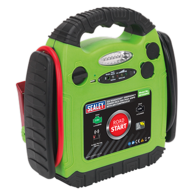 Sealey - 900A 12V RoadStart Emergency Jump Starter - Hi-Vis with Air Compressor
