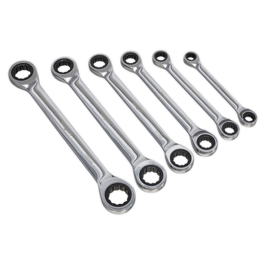 Sealey - Double End Ratchet Ring Spanner Set 6pc Metric