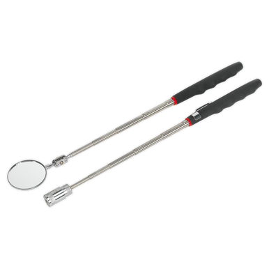 Sealey - Telescopic Magnetic LED Pick-Up Tool and Inspection Mirror Set 2pc