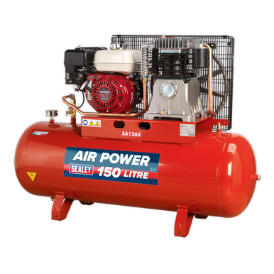 Sealey - Compressor 150L Belt Drive Petrol Engine 6.5hp