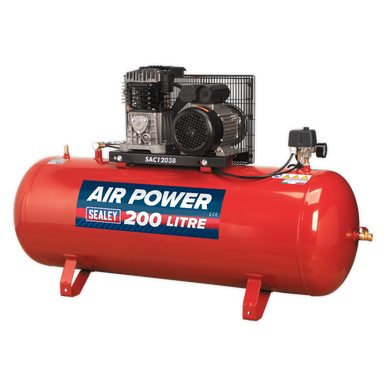 Sealey - Compressor 200L Belt Drive 3hp with Cast Cylinders