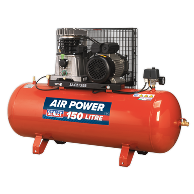 Sealey - Compressor 150L Belt Drive 3hp with Cast Cylinders SAC2153B