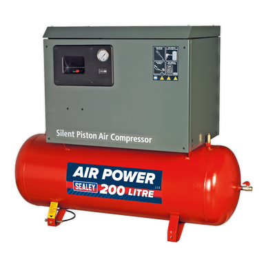 Sealey - Compressor 200L Belt Drive 3hp with Cast Cylinders Low Noise