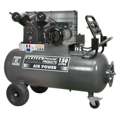 Sealey - Compressor 150L Belt Drive 3hp with Front Control Panel