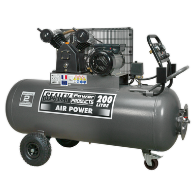 Sealey - Compressor 200L Belt Drive 3hp with Front Control Panel
