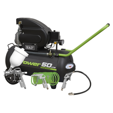 Sealey - Compressor 50L Direct Drive 2hp with 4pc Air Accessory Kit SAC5020EPK
