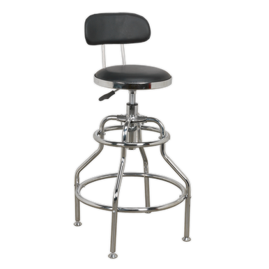 Sealey - Workshop Stool Pneumatic with Adjustable Height Swivel Seat and Back Rest SCR14