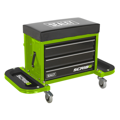 Sealey - Mechanic's Utility Seat and Toolbox Hi-Vis Green