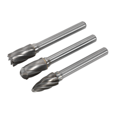 Sealey - Tungsten Carbide Rotary Burr Set 3pc Ripper/Coarse