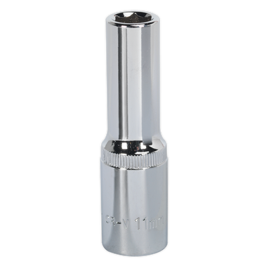 Sealey - WallDrive Socket 11mm Deep 1/2inchSq Drive Fully Polished