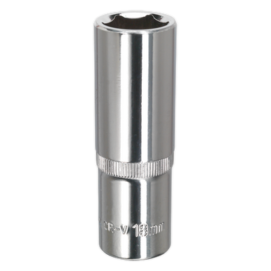 Sealey - WallDrive Socket 18mm Deep 1/2inchSq Drive Fully Polished