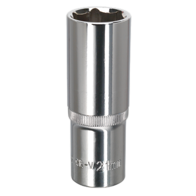 Sealey - WallDrive Socket 21mm Deep 1/2inchSq Drive Fully Polished